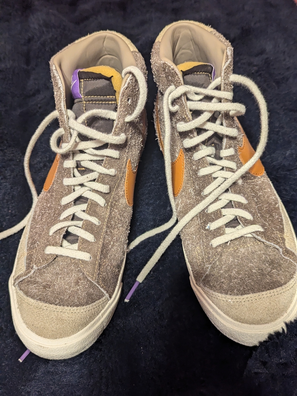 High-Top Men Suede and Haircalf Sneakers in Brown and Orange